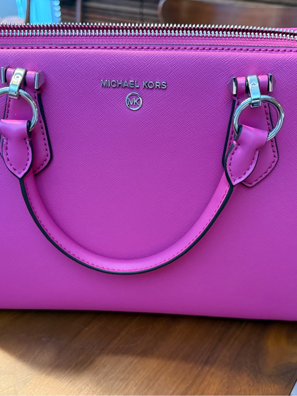MICHAEL KORS Pink Saffiano Leather Satchel